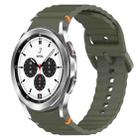 For Samsung  Galaxy Watch 4 Classic 42mm Wavy Grain Stitched Quick Release Silicone Watch Band(Army Green) - 1