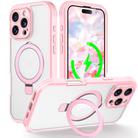 For iPhone 16 Pro Max Skin Feel MagSafe Holder 360 Full Body Phone Case(Pink) - 1