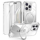 For iPhone 16 Pro Max Skin Feel MagSafe Holder 360 Full Body Phone Case(Transparent) - 1