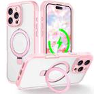 For iPhone 16 Pro Skin Feel MagSafe Holder 360 Full Body Phone Case(Pink) - 1