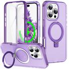 For iPhone 16 Pro Max Frosted Skin Feel MagSafe Holder 360 Full Body Phone Case(Purple) - 1