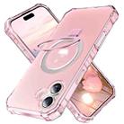 For iPhone 16 Plus Frosted Wave MagSafe Holder Phone Case(Pink) - 1