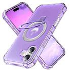 For iPhone 16 Plus Frosted Wave MagSafe Holder Phone Case(Purple) - 1