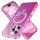 For iPhone 16 Pro Max Solid Color Wave MagSafe Holder Phone Case(Rose Red) - 1