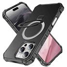 For iPhone 16 Pro Solid Color Wave MagSafe Holder Phone Case(Black) - 1