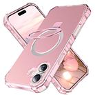 For iPhone 16 Plus Solid Color Wave MagSafe Holder Phone Case(Pink) - 1