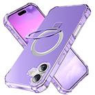 For iPhone 16 Plus Solid Color Wave MagSafe Holder Phone Case(Purple) - 1