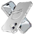 For iPhone 16 Solid Color Wave MagSafe Holder Phone Case(Silver) - 1