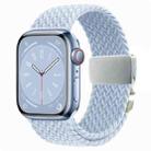 For Apple Watch 46mm / 49mm / 45mm / 44mm Metal Buckle Nylon Braided Watch Band(Light Blue) - 1