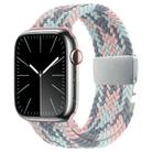 For Apple Watch 46mm / 49mm / 45mm / 44mm Metal Buckle Nylon Braided Watch Band(Pink White) - 1