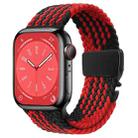 For Apple Watch 46mm / 49mm / 45mm / 44mm Metal Buckle Nylon Braided Watch Band(Z Black Red) - 1