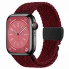 For Apple Watch 46mm / 49mm / 45mm / 44mm Metal Buckle Nylon Braided Watch Band(Black Red) - 1