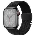 For Apple Watch 46mm / 49mm / 45mm / 44mm Metal Buckle Nylon Braided Watch Band(Black) - 1