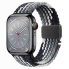 For Apple Watch 46mm / 49mm / 45mm / 44mm Metal Buckle Nylon Braided Watch Band(Black Gray) - 1