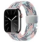 For Apple Watch 42mm / 9 41mm / 40mm / 38mm Metal Buckle Nylon Braided Watch Band(Pink White) - 1