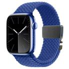 For Apple Watch 42mm / 9 41mm / 40mm / 38mm Metal Buckle Nylon Braided Watch Band(Storm Blue) - 1