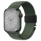 For Apple Watch 42mm / 9 41mm / 40mm / 38mm Metal Buckle Nylon Braided Watch Band(Olive Green) - 1