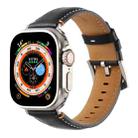 Stitched Genuine Leather Watch Band For Apple Watch 46mm / 49mm / 45mm / 44mm(Pull Up Leather Black) - 1