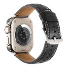 Stitched Genuine Leather Watch Band For Apple Watch 46mm / 49mm / 45mm / 44mm(Pull Up Leather Black) - 3