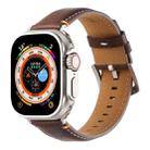 Stitched Genuine Leather Watch Band For Apple Watch 46mm / 49mm / 45mm / 44mm(Pull Up Leather Coffee) - 1