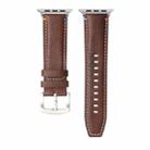 Stitched Genuine Leather Watch Band For Apple Watch 46mm / 49mm / 45mm / 44mm(Pull Up Leather Coffee) - 2