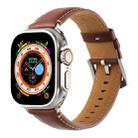 Stitched Genuine Leather Watch Band For Apple Watch 46mm / 49mm / 45mm / 44mm(Pull Up Leather Brown) - 1