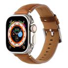 Stitched Genuine Leather Watch Band For Apple Watch 46mm / 49mm / 45mm / 44mm(Frosted Brown) - 1