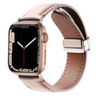 Magnetic Buckle Stitched Genuine Leather Watch Band For Apple Watch 46mm / 49mm / 45mm / 44mm(Pink) - 1