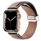 Magnetic Buckle Stitched Genuine Leather Watch Band For Apple Watch 46mm / 49mm / 45mm / 44mm(Dark Brown) - 1