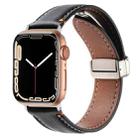 Magnetic Buckle Stitched Genuine Leather Watch Band For Apple Watch 42mm / 41mm / 40mm / 38mm(Black) - 1