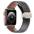 Magnetic Buckle Stitched Genuine Leather Watch Band For Apple Watch 42mm / 41mm / 40mm / 38mm(Black) - 2