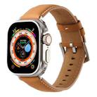 Plain Genuine Leather Watch Band For Apple Watch 46mm / 49mm / 45mm / 44mm(Yellow Brown) - 1