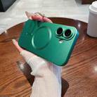 For iPhone 16 Plus Metallic Paint Magsafe Liquid TPU Phone Case(Green) - 1