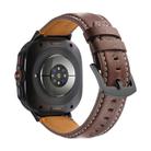 For Samsung Galaxy Watch Ultra 47mm Stitched Black Buckle Genuine Leather Watch Band(Pull Up Leather Coffee) - 2