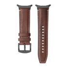 For Samsung Galaxy Watch Ultra 47mm Stitched Black Buckle Genuine Leather Watch Band(Pull Up Leather Coffee) - 3