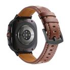 For Samsung Galaxy Watch Ultra 47mm Stitched Black Buckle Genuine Leather Watch Band(Pull Up Leather Brown) - 2