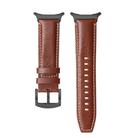 For Samsung Galaxy Watch Ultra 47mm Stitched Black Buckle Genuine Leather Watch Band(Pull Up Leather Brown) - 3
