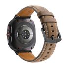 For Samsung Galaxy Watch Ultra 47mm Stitched Black Buckle Genuine Leather Watch Band(Frosted Olive) - 2