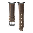 For Samsung Galaxy Watch Ultra 47mm Stitched Black Buckle Genuine Leather Watch Band(Frosted Olive) - 3