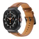 For Samsung Galaxy Watch Ultra 47mm Stitched Black Buckle Genuine Leather Watch Band(Frosted Brown) - 1