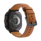 For Samsung Galaxy Watch Ultra 47mm Stitched Black Buckle Genuine Leather Watch Band(Frosted Brown) - 2