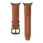 For Samsung Galaxy Watch Ultra 47mm Stitched Black Buckle Genuine Leather Watch Band(Frosted Brown) - 3