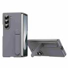 For Samsung Galaxy Z Fold5 5G Skin-feel Holder Shockproof Phone Case(Grey) - 1