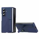 For Samsung Galaxy Z Fold7 5G Skin-feel Holder Shockproof Phone Case(Blue) - 1