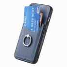 For iPhone 16 Carbon Fiber Card Wallet Ring Phone Case(Blue) - 3