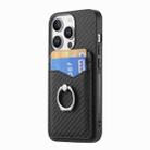 For iPhone 16 Pro Carbon Fiber Card Wallet Ring Phone Case(Black) - 2