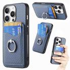 For iPhone 16 Pro Carbon Fiber Card Wallet Ring Phone Case(Blue) - 1