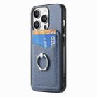 For iPhone 16 Pro Carbon Fiber Card Wallet Ring Phone Case(Blue) - 2