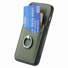 For iPhone 16 Pro Carbon Fiber Card Wallet Ring Phone Case(Green) - 3