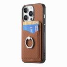 For iPhone 16 Pro Carbon Fiber Card Wallet Ring Phone Case(Brown) - 2